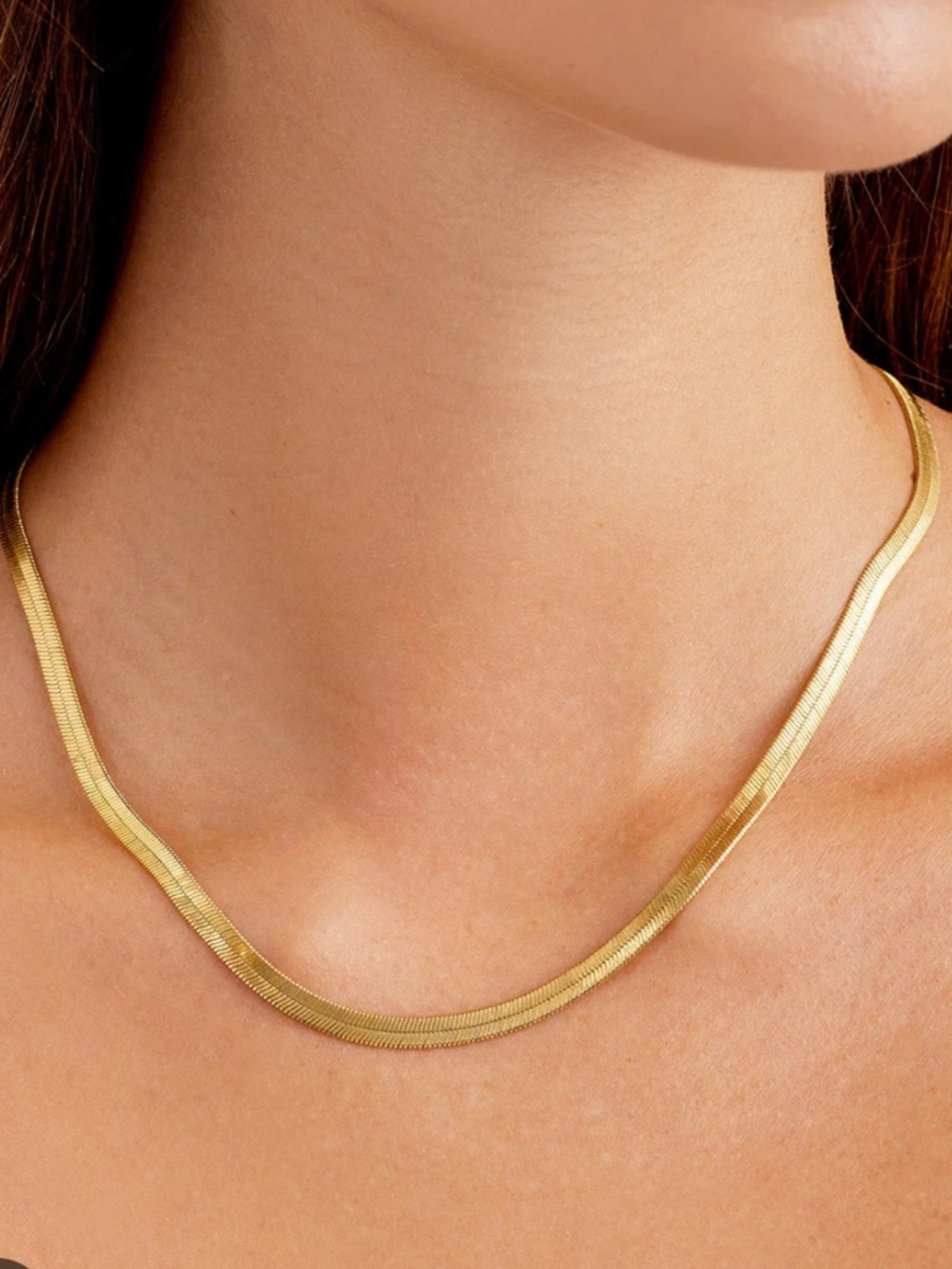 18K Gold PVD Stainless Steel Herringbone Chain Necklace -unisex